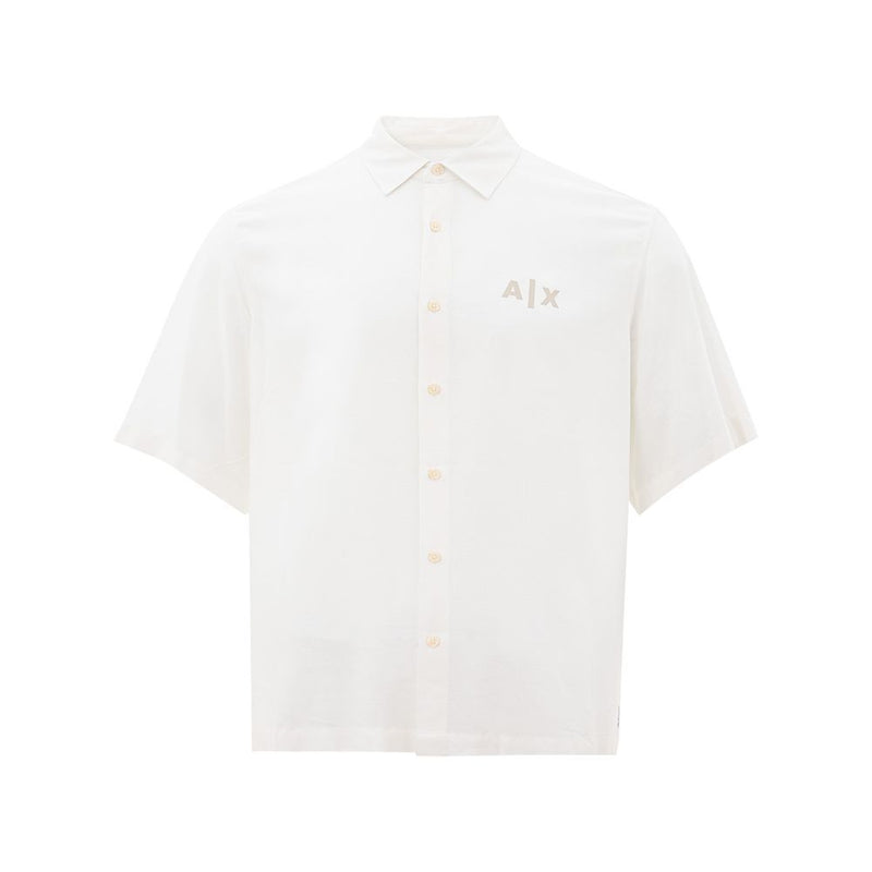 Elegante camisa de viscosa blanca para hombres