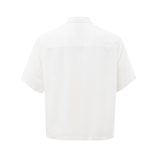 Elegante camisa de viscosa blanca para hombres