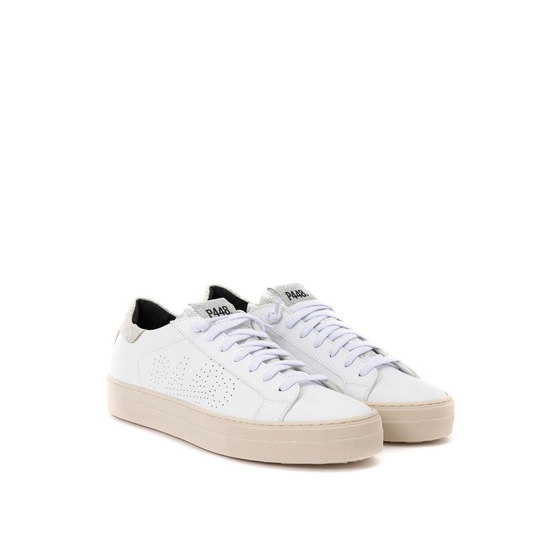 Zapatillas de deporte de cuero blanco elegante calzado casual