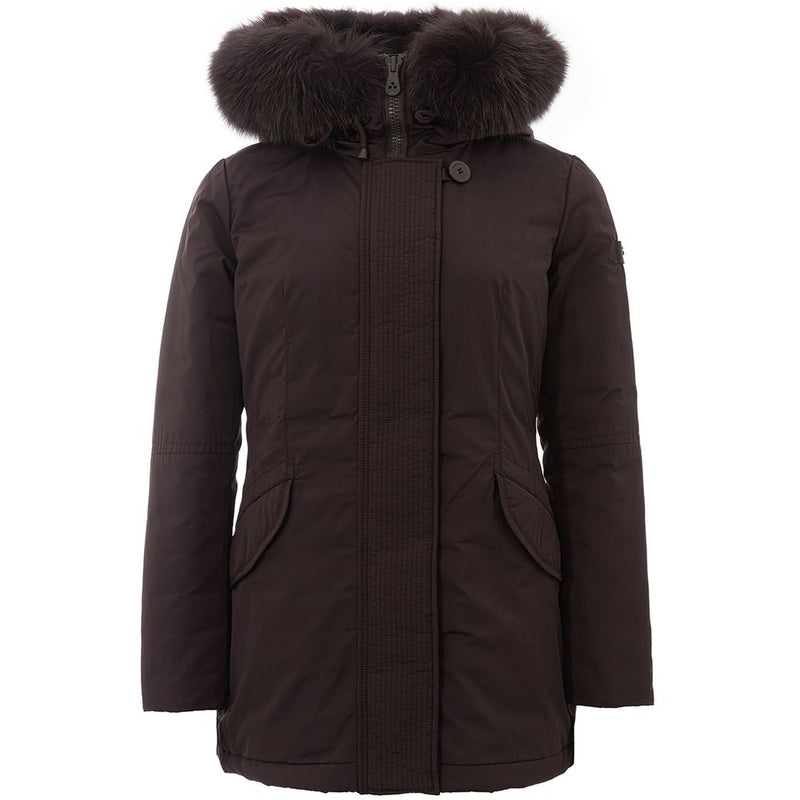 Elegante braune Polyesterjacke für Frauen