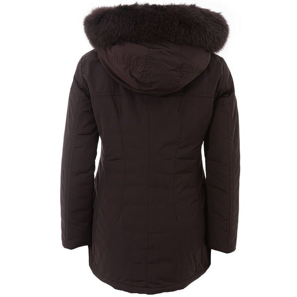 Elegante braune Polyesterjacke für Frauen