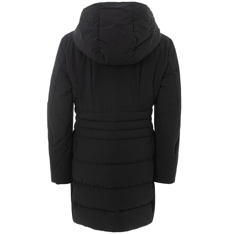 Elegante chaqueta de poliamida negra para mujeres