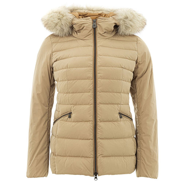 Elegante beige Polyesterjacke für Frauen