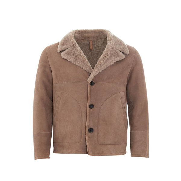 Elegante chaqueta de cuero marrón para hombres