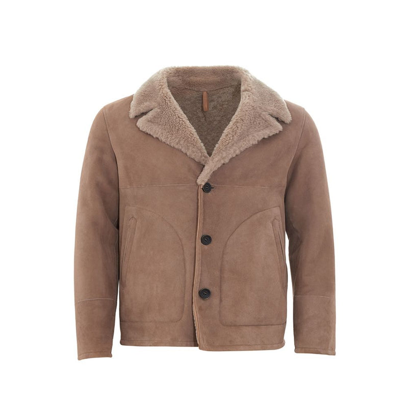 Veste en cuir marron élégant pour hommes