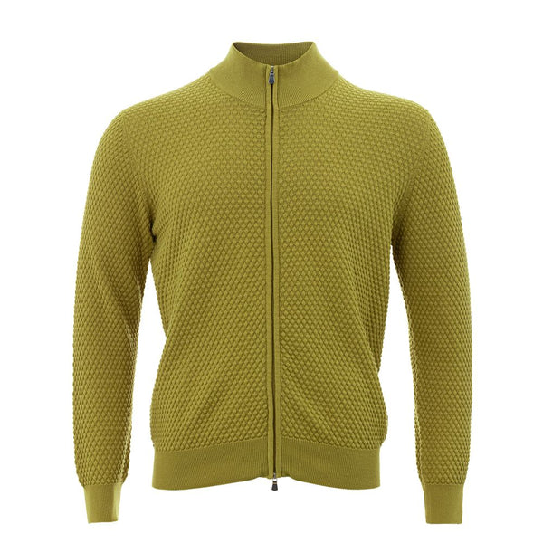 Elegante cárdigan de algodón amarillo para hombres