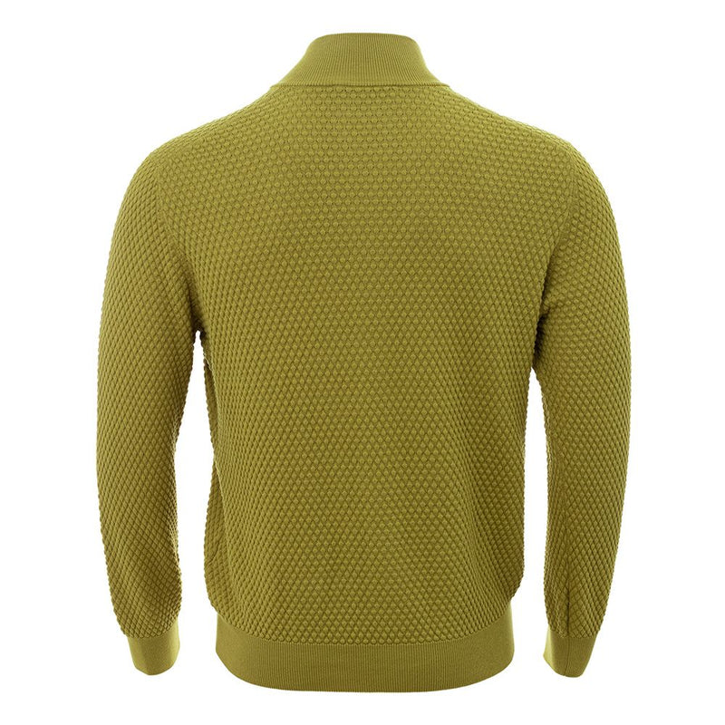 Elegante cárdigan de algodón amarillo para hombres