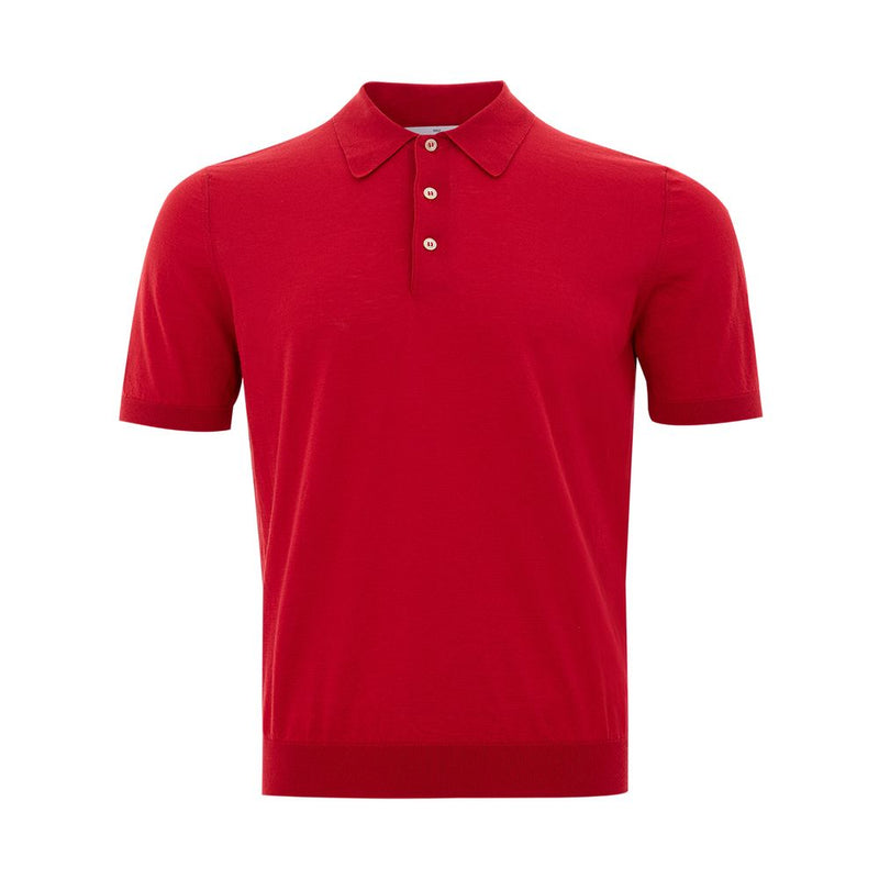 Elegante polo de algodón italiano en rojo vibrante