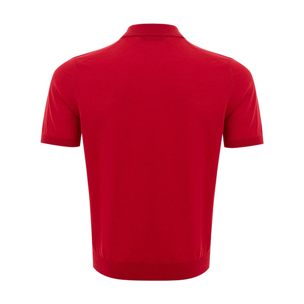 Elegante polo de algodón italiano en rojo vibrante