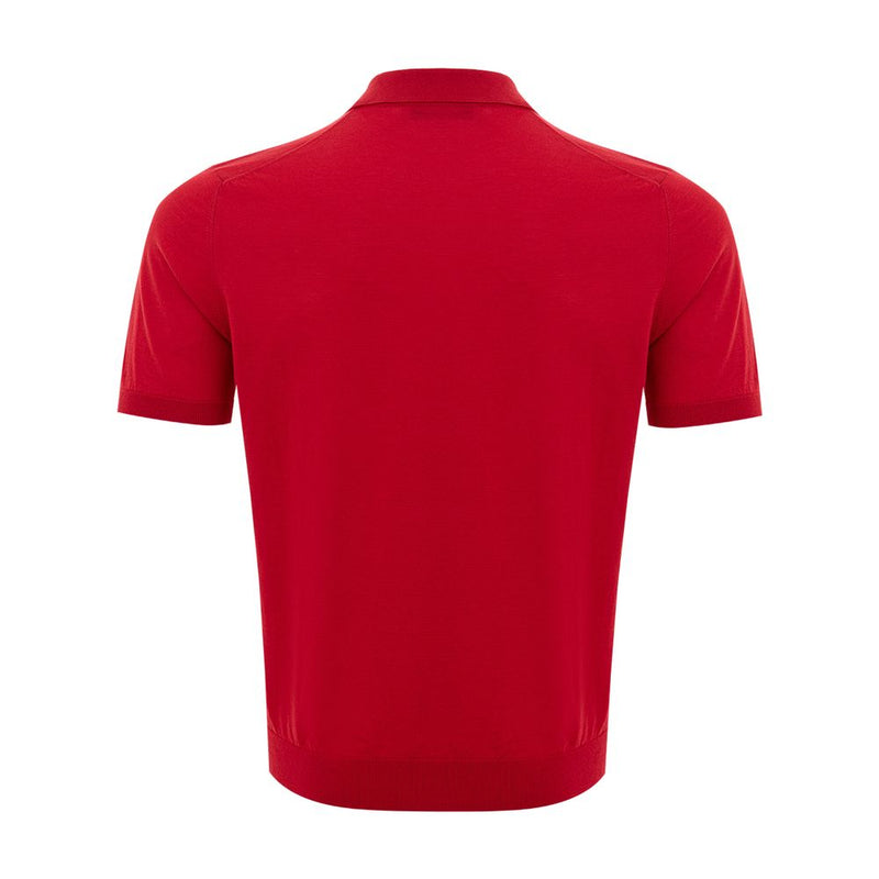 Elegante polo di cotone italiano in rosso vibrante