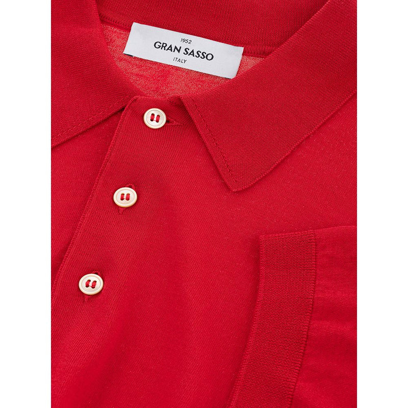 Elegante polo de algodón italiano en rojo vibrante