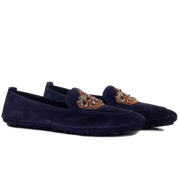 Mocassin en cuir bleu en peau de veau