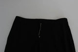 Black Wool Stretch Cropped Capri Trouser Pants