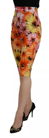 Multicolor Floral High Waist Cropped Pants