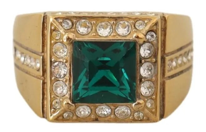 Gold Plated 925 Silver Green Crystal Ring