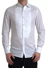 White Bib Cotton Poplin Men Formal GOLD Shirt