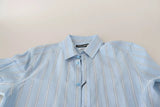 Blue Striped Silk Formal Dress MARTINI Shirt