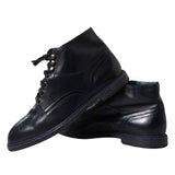 Navy Blue Leather Lace Up Ankle Boots Shoes