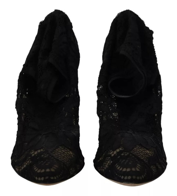 Black Stretch Socks Taormina Lace Boots Shoes