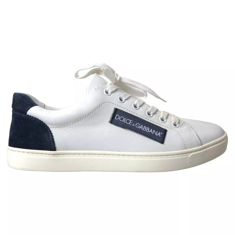 White Black Leather Low Top Sneakers Portofino Shoes