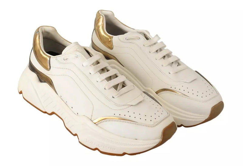 White Gold Leather Sport DAYMASTER Sneakers Shoes