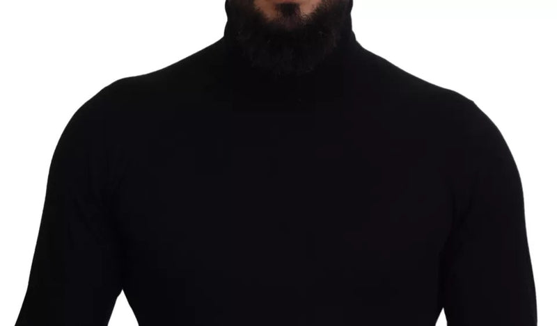 Black Cashmere Turtleneck Pullover Sweater