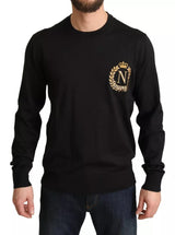 Black Wool Silk Napoleon Gold Sweater