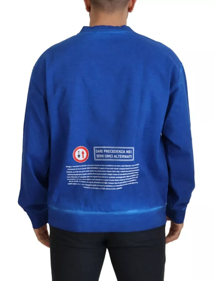 Blue DGWAY Cotton Crewneck Pullover Sweater