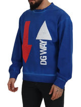 Blue DGWAY Cotton Crewneck Pullover Sweater