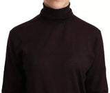 Brown Cashmere Turtle Neck Pullover Sweater