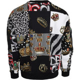 Multicolor Crown Print Patchwork Sweatshirt Sweater