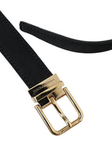 Black Gros Grain Gold Metal Buckle Belt Men