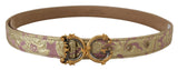 Pink Jaquard DG Logo Gold Metal Buckle Belt