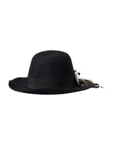 Black Embellished Fedora Wide Brim Hat Men