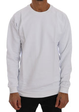 Eleganter weißer Crewneck -Baumwollpullover