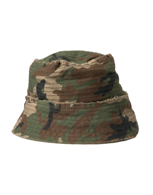 Green Camouflage Cotton Bucket Hat Men