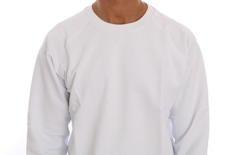 Eleganter weißer Crewneck -Baumwollpullover