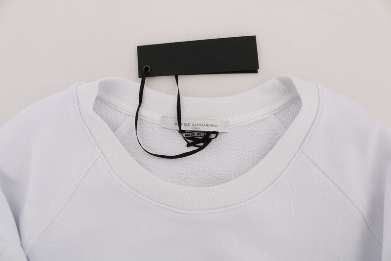 Elegante suéter de algodón de cuello blanco