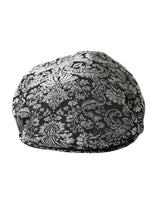 Black Silver Floral Jacquard Newsboy Hat Men