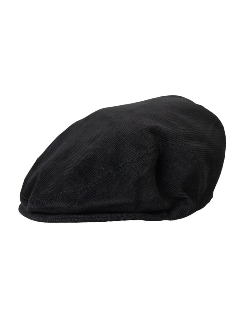 Black Corduroy Crown Newsboy Hat Men