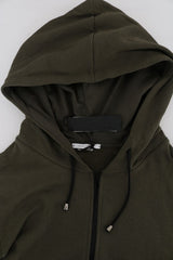 Elegant Green Full Zip Hooded Sweater