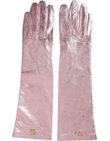 Pink Laminated Logo Mid Arm Length Gloves