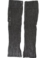 Gray Viscose Knitted Finger Less Gloves