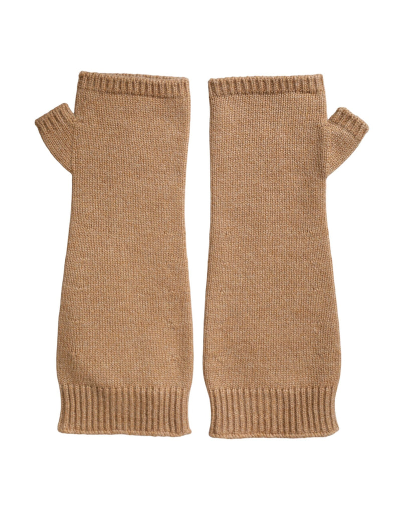 Brown Cashmere Knitted Finger Less Gloves