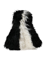 Black White Stripes Mohair Fur Bucket Hat