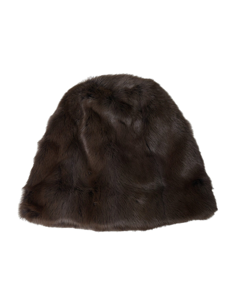 Brown Weasel Fur Womens Cashmere Hat Beanie