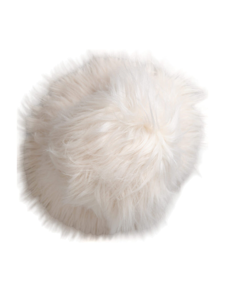 White Acrylic Fur Womens Bucket Hat