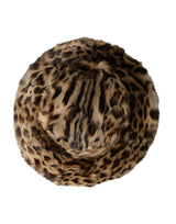 Brown Leopard Fur Women Bucket Hat