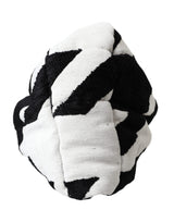 Black White Wool Whole Head Wrap Hat