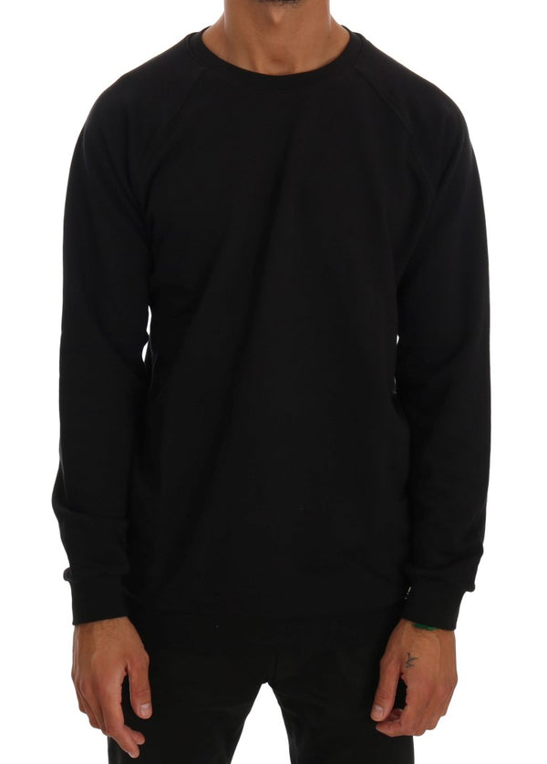 Eleganter schwarzer Baumwoll -Crewneck -Pullover